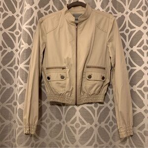 Ann Taylor Lightweight Twill Moto Jacket (Khaki) Size S